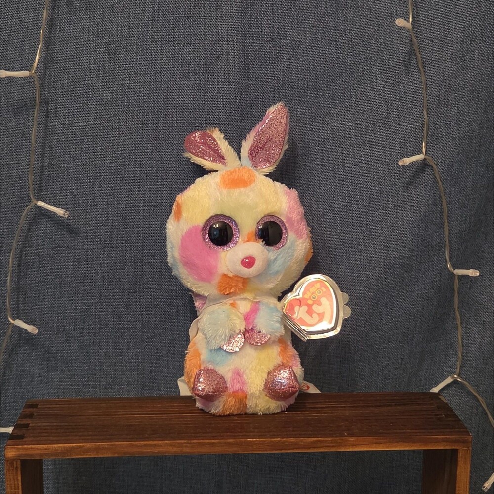 Ty Beanie Boos Bloomy Pastel Bunny Plush 6" Glitter Eyes Easter Bunny